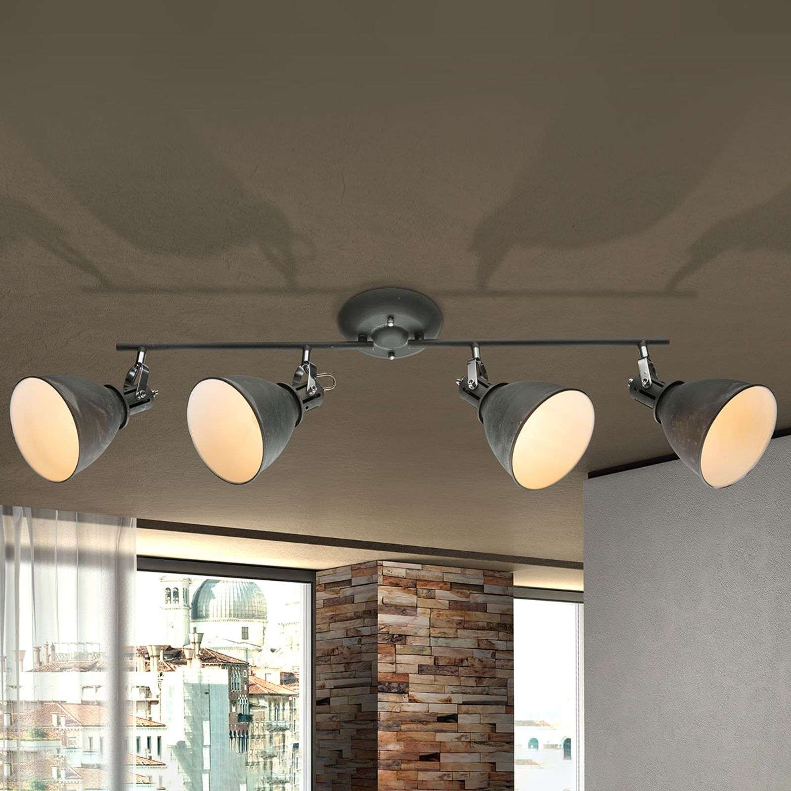 Nelilamppuinen kattokohdevalo Jonas, harmaa