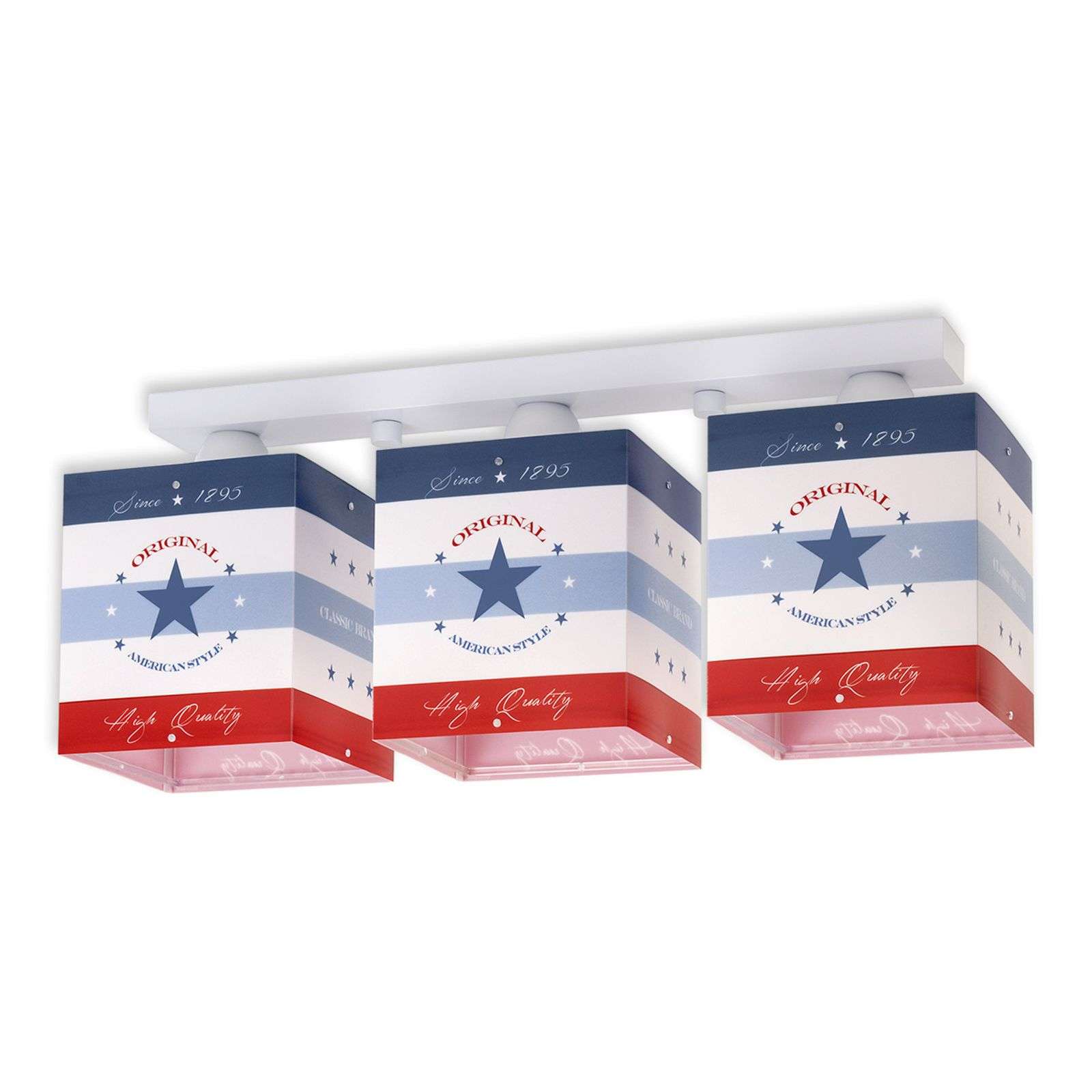 Raidallinen kattovalaisin American Style 3 lamppua