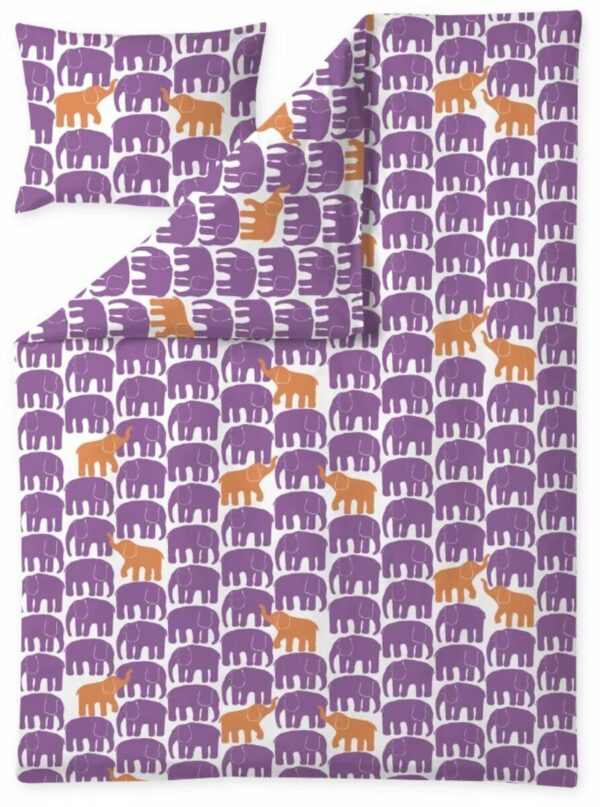 Finlayson Elefantti vapaa pussilakanasetti 150x210+50x60 cm violetti/oranssi