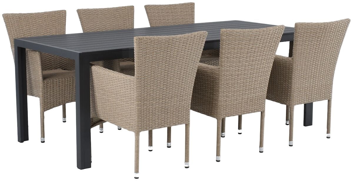 Asta 6-hengen ruokailuryhmä musta/ luonnonväri