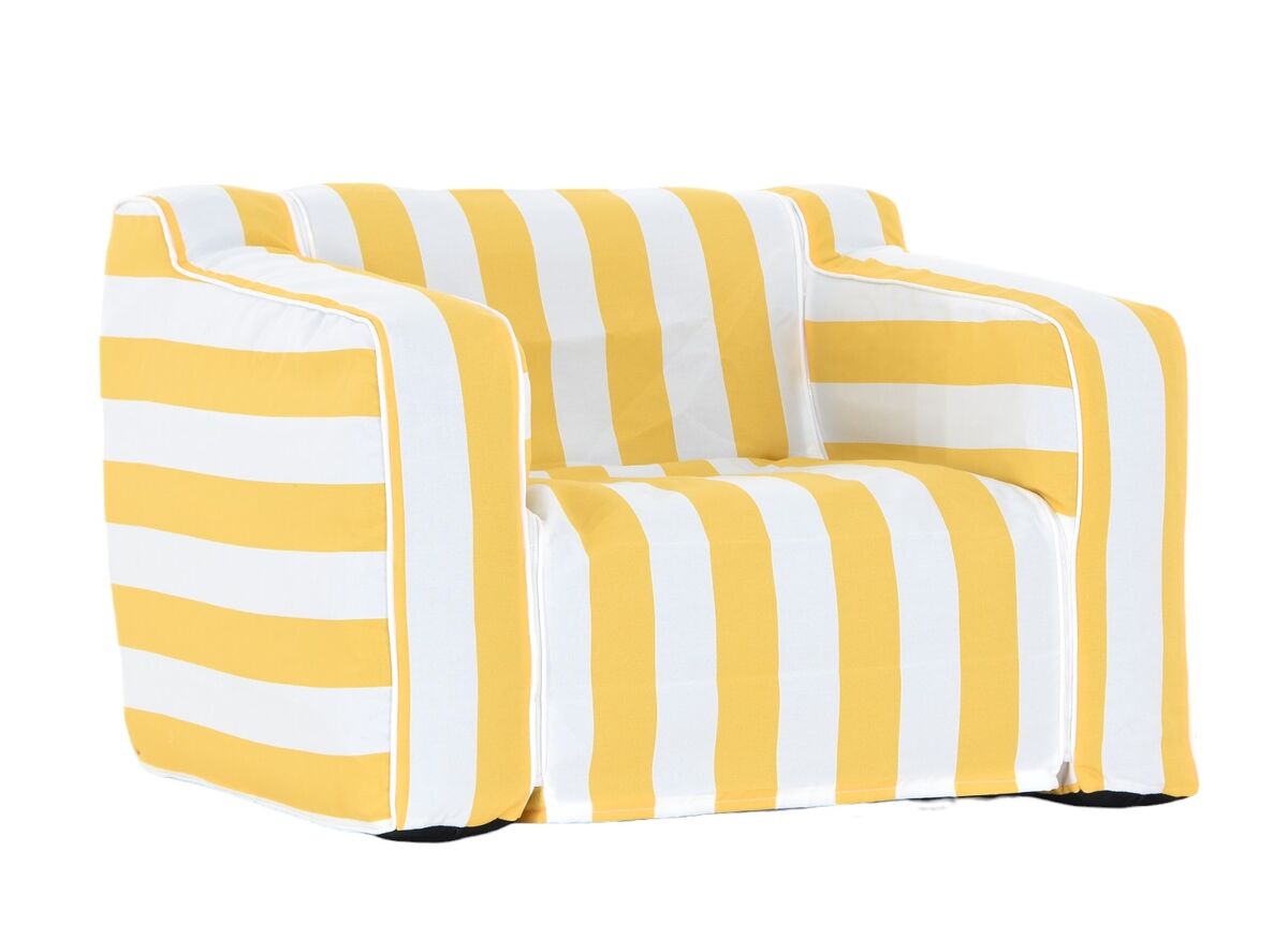 Buff nojatuoli käsinojilla keltainen raita