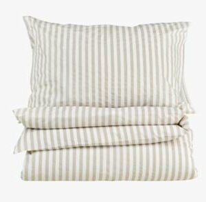 Classic stripe pussilakanasetti puuvillaa beige