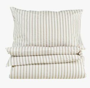 Classic stripe pussilakanasetti puuvillaa beige