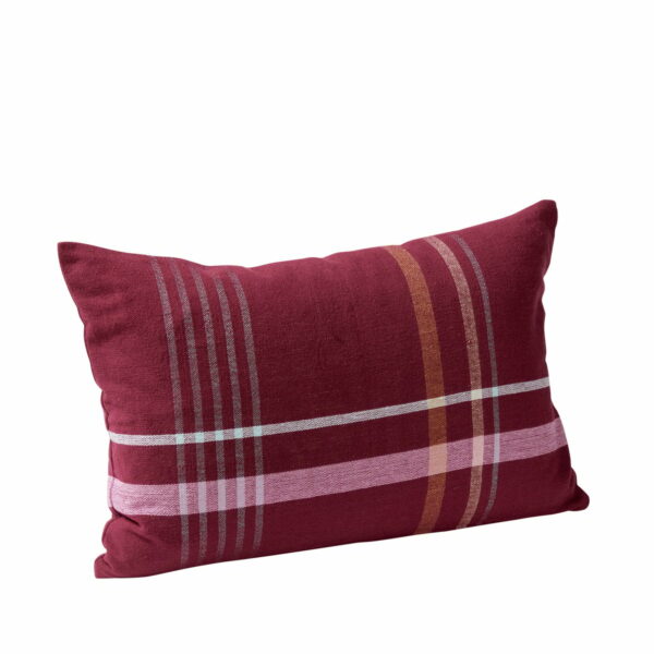 Hübsch Quadrum Woven puuvilla tyyny 40x60 cm Punaruskea-vaaleanpunainen