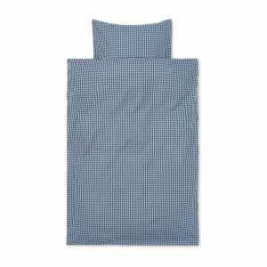 ferm LIVING Check pussilakanasetti baby 70 x 100 cm Faded blue-choco