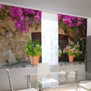 Läpinäkyvä verho FLOWER POTS FOR THE KITCHEN 200x120 cm