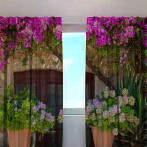 Läpinäkyvä verho FLOWERS IN POTS 240x220 cm