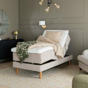 Unia Luxus moottorisänkypaketti 90x200 memory L , Relax, hiekka Omega 08, tammij