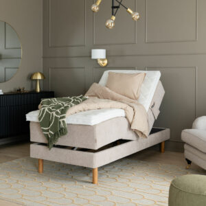 Unia Luxus moottorisänkypaketti 90x200 memory M , Supersoft, hiekka Omega 08, ta