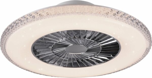 Trio Harstad tuuletin led-kattovalaisin Ø60 cm valkoinen/kromi