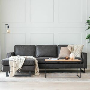 Macho divaanisohva vasen Musta Colorado 01, mustat jalat